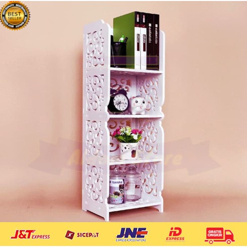 Rak Buku 4 Susun Rak Mainan Serbaguna Rak Kotak Skincare Lemari Serbaguna