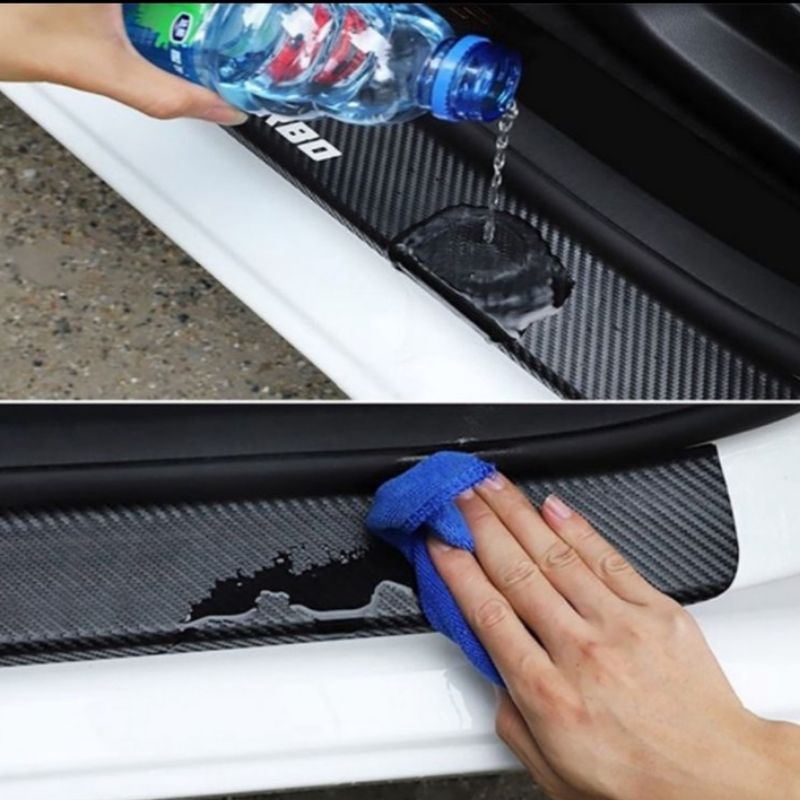 Carbon 3D Door Sill Plate Guard Pelindung Pijakan Injakan Kaki Pintu Mobil