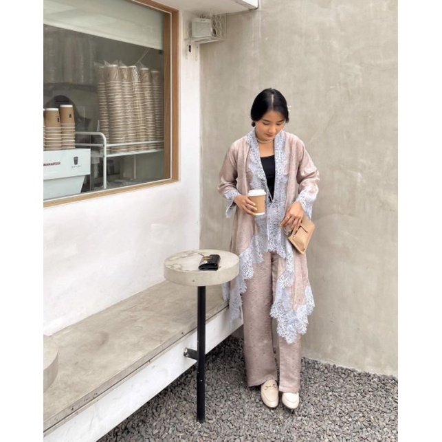 set anantya viscose outer lace + kulot kebaya batik wisuda ootd kondangan outer batik lace viscose p