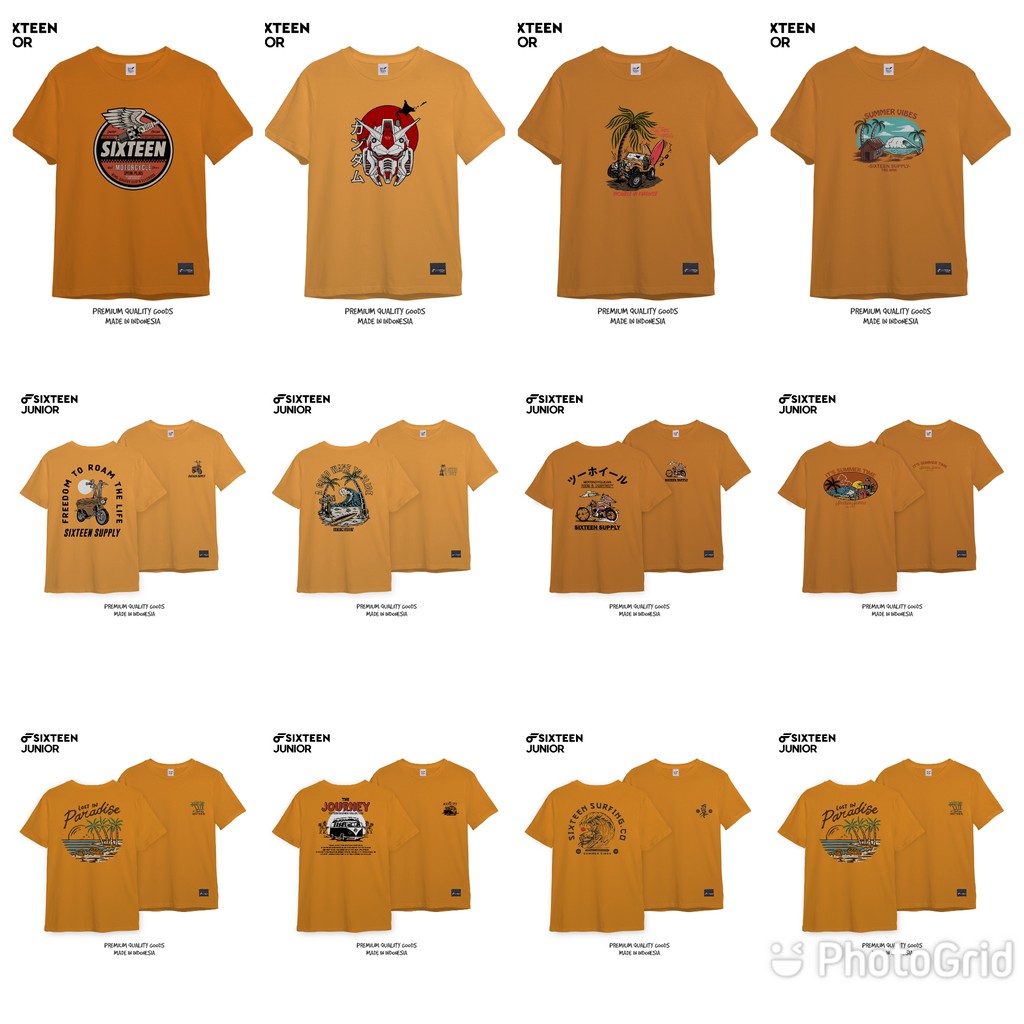 SIXTEEN KAOS JUNIOR KUNING MUSTARD - KAOS DISTRO ANAK TANGGUNG - KAOS DISTRO ANAK ORIGINAL HD USIA 9
