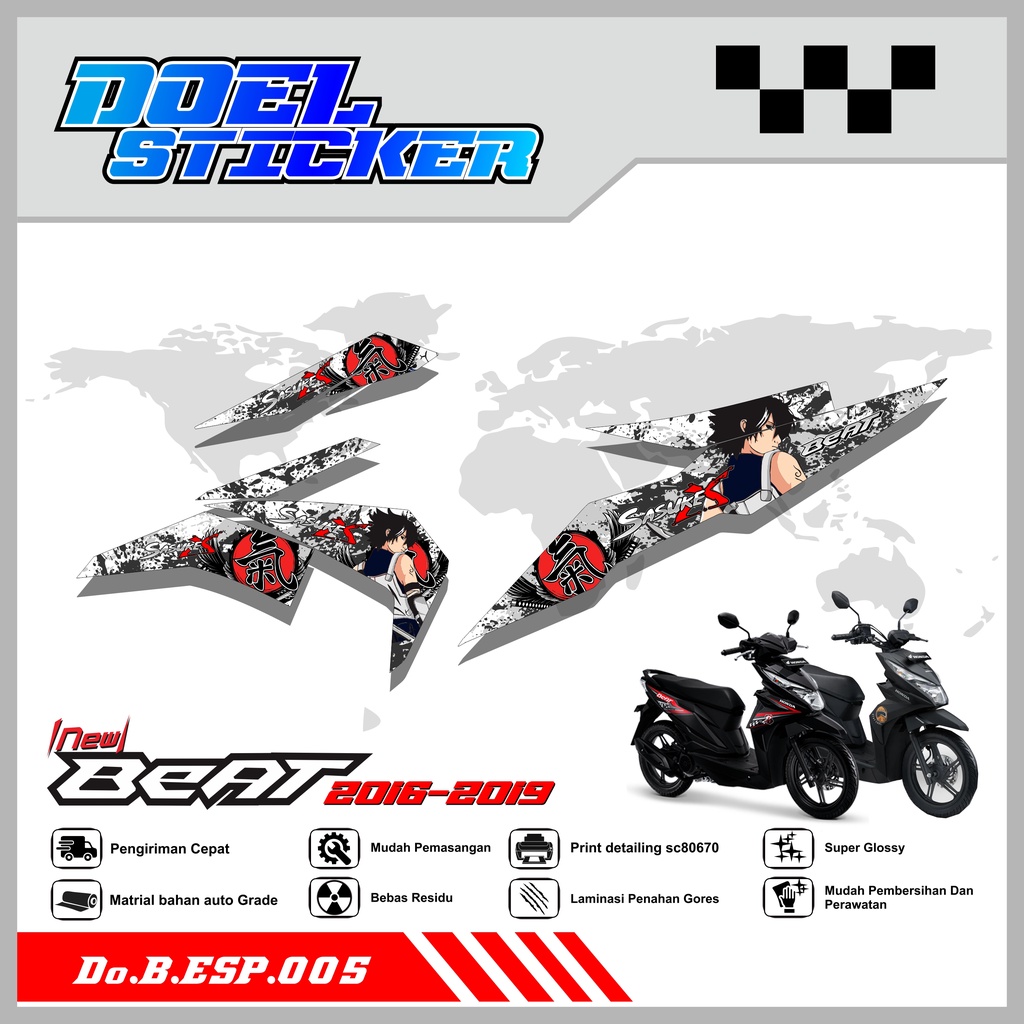 STICKER STRIPING LIST VARIASI BEAT TAHUN 2016-2019 DESAIN SASUKE BEAT ESP / STREET 005