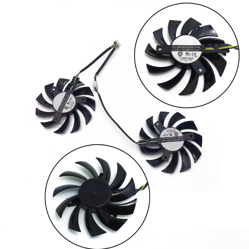 Bt 2Pcs PLD08010S12HH Server Cooling Fan 0.35A 4pin Kipas Pendingin Untuk Kartu Grafis Cooler Fan Video Card Pendingin