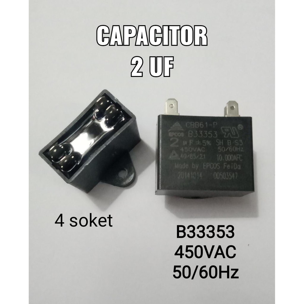 Kapasitor Capasitor Fan Kipas Indoor Outdoor AC Panasonic Original EPCOS 2 uF mF CBB61-P