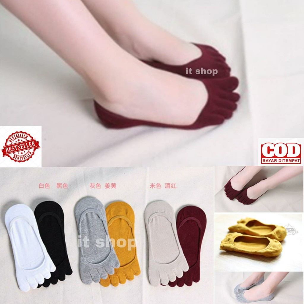 IBEL - Kaos Kaki Jari Tebal Five Fingers Uni Sex Kaus Kaki Wanita Full 5 Jari Kaus Kaki Cewek Tapak 