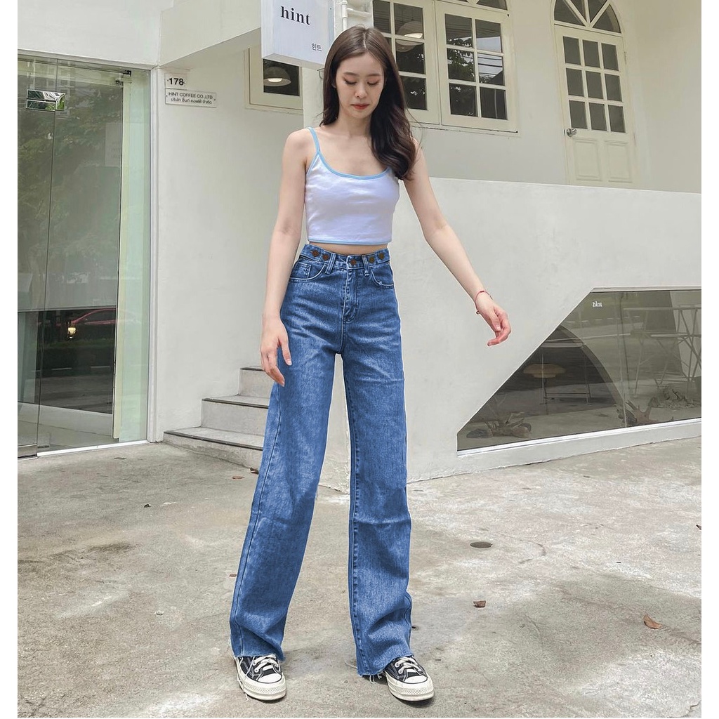 FWR - Highwaist Loose Jeans Wanita Yuri Korean style