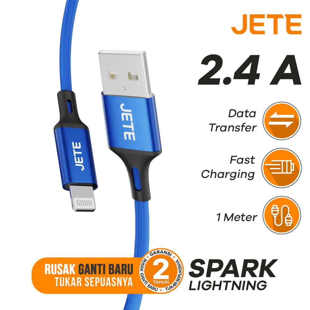 jete kabel data kabel usb iphone lightning fast charging jete spark   garansi 2 tahun