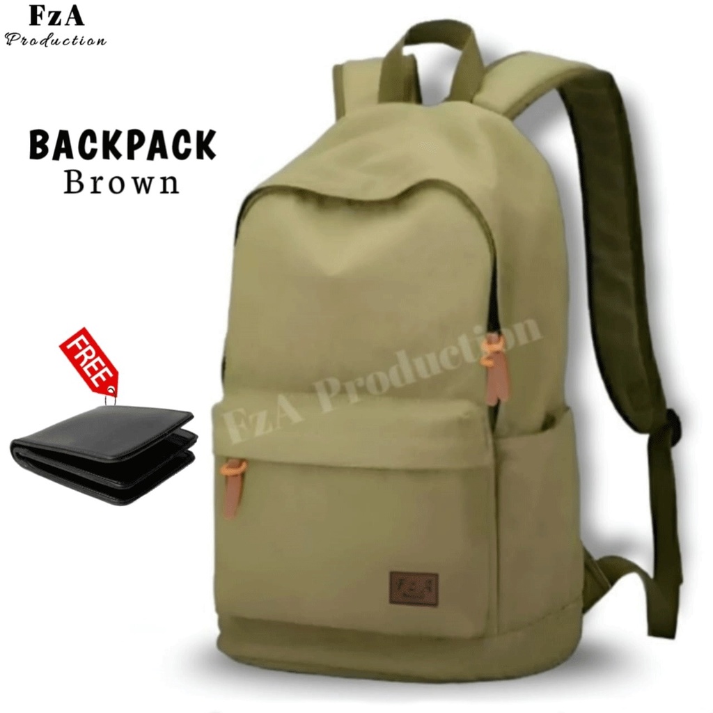 Tas Ransel Punggung Distro Casual Pria Wanita / Tas Ransel Laptop Original - FzA Gratis Dompet