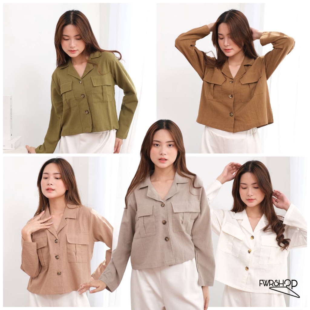 FWR - CROPTY BASIC LINEN CRINKLE SHIRT 2419