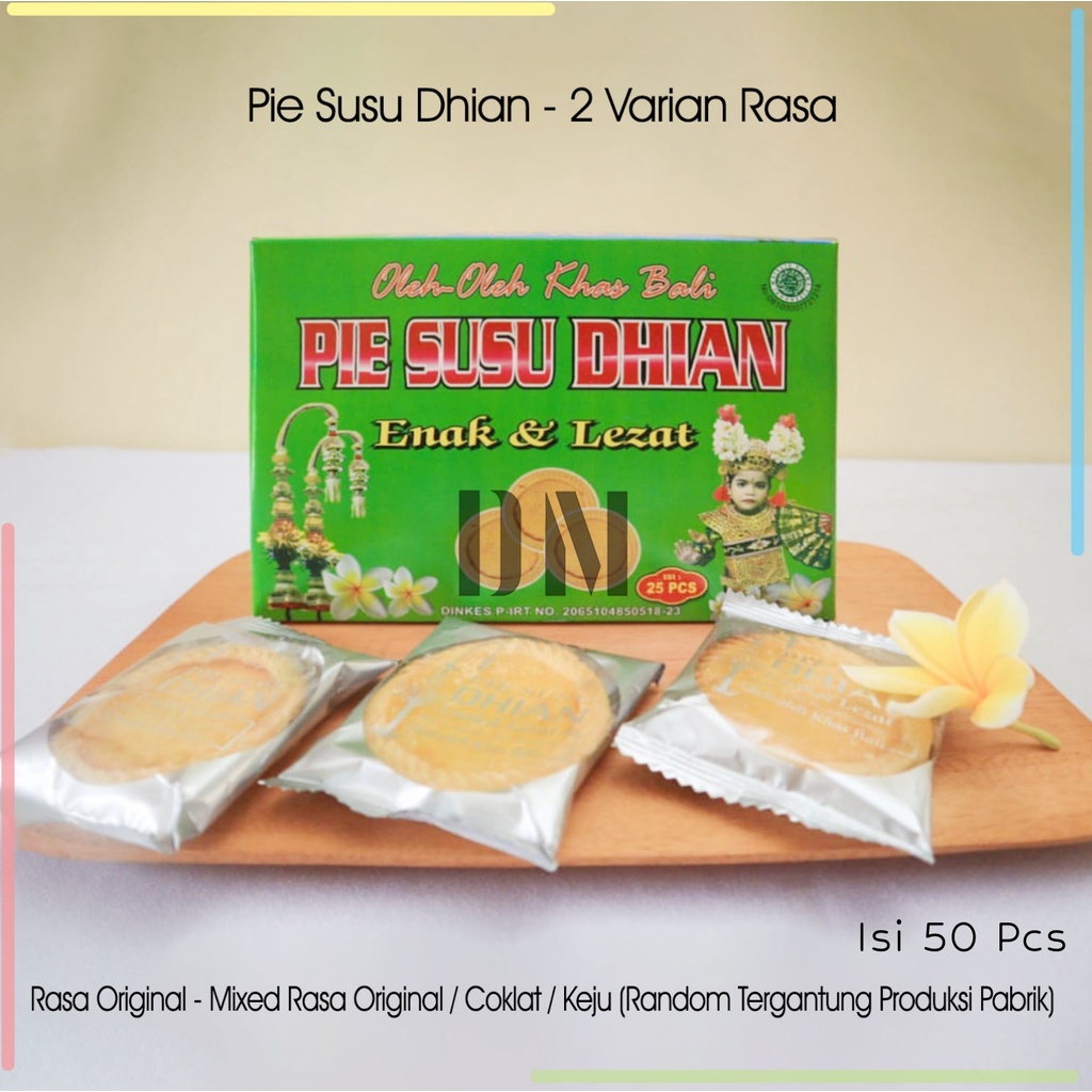 

Pie Susu Dhian Dian Original Mix Coklat Keju 1 Box Isi 50 pcs Dus Oleh-Oleh Khas Asli Bali