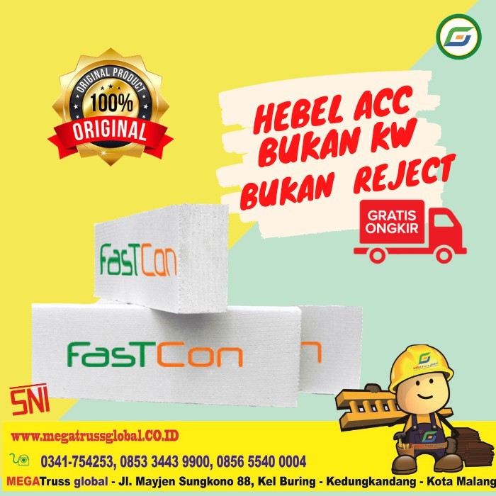 Bata Ringan Type AAC di Malang, Probolinggo,  Pasuruan, Lumajang, Batu-Bata ringan Hurah