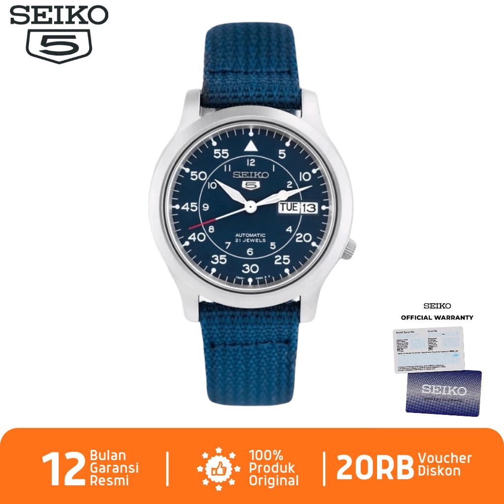 Seiko Pria SNK807 Jam Tangan Pria Seiko 5 Automatic SNK807K2 Nylon Strap