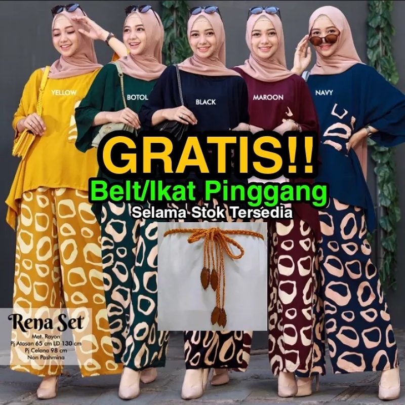 ✧∏TERBARU & TERMURAH SETELAN WANITA WAKA WAKA BATU KOMBINASI JUMBO / RENA SET/ SATU SET BAJU DAN C