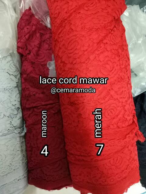 Lace cord mawar / brokat / lace PER 0.5M / kain kebaya evening dress wedding dress / kain bridesmaid