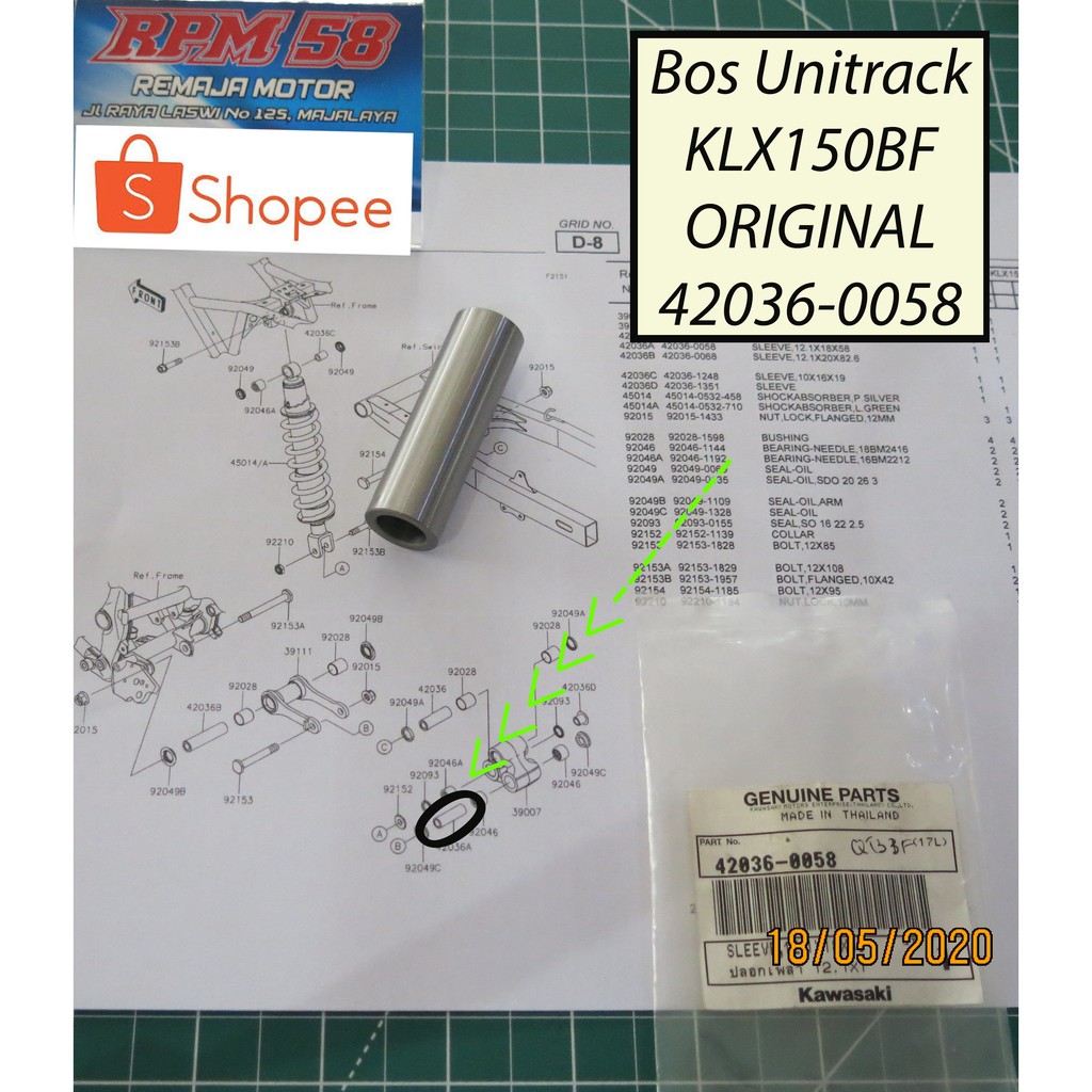 bos laher unitrack klx 150 bf kawasaki original 42036-0827