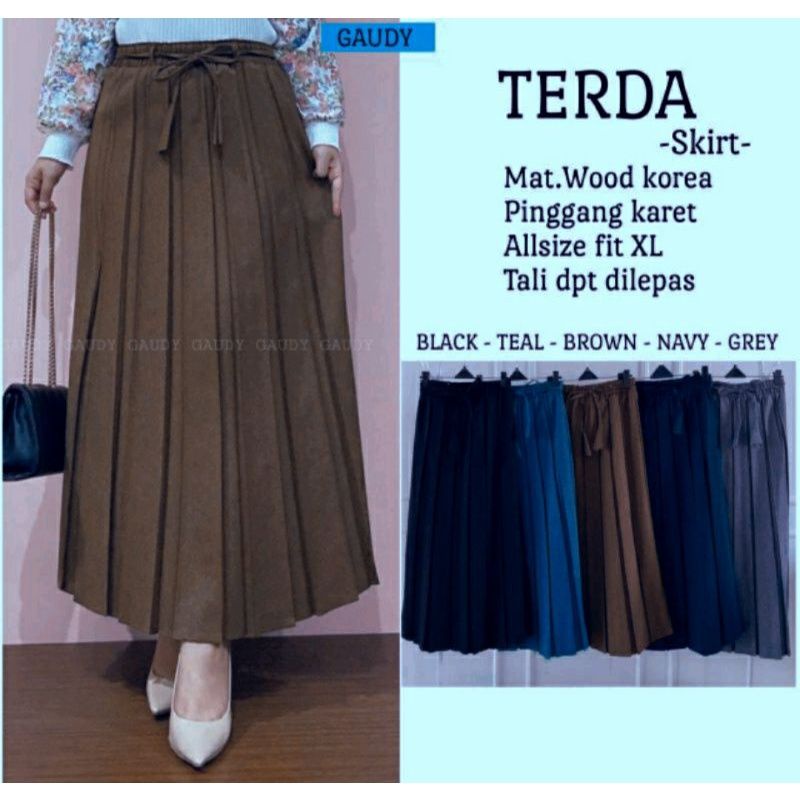 Rok Rempel Formal / Rok Kerja Wanita / Terda Skirt Wood Korea / Rok Plisket Kerja Wanita