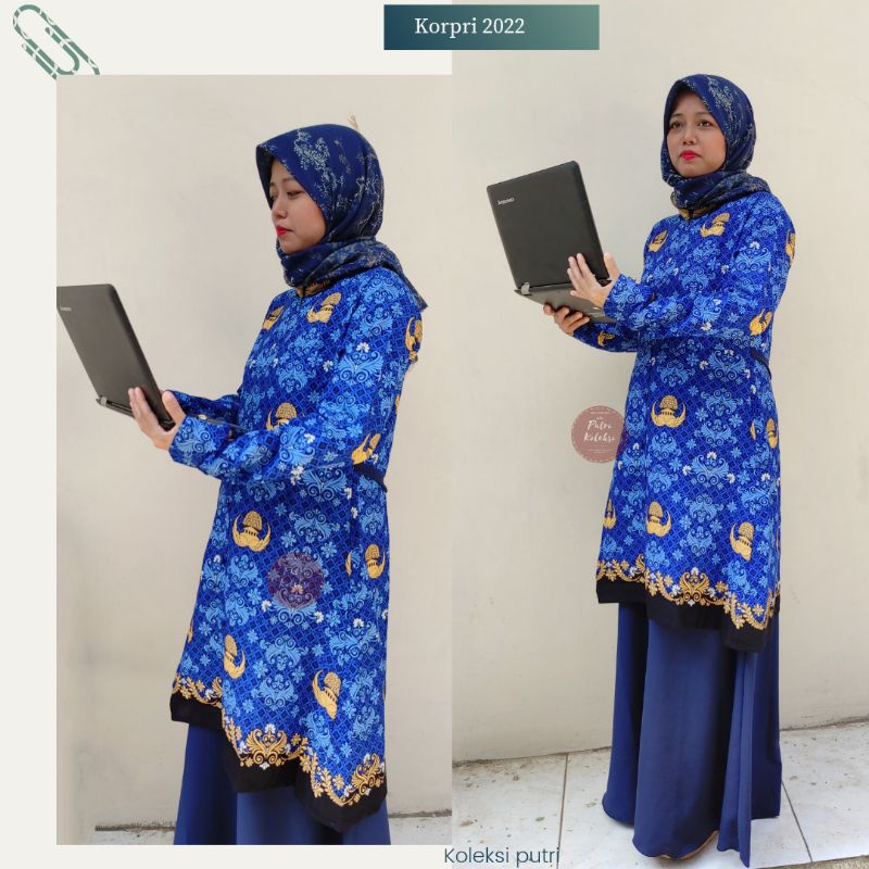 Baju Dinas Korpri Terbaru Gamis PNS Terbaru Bawahan Navy
