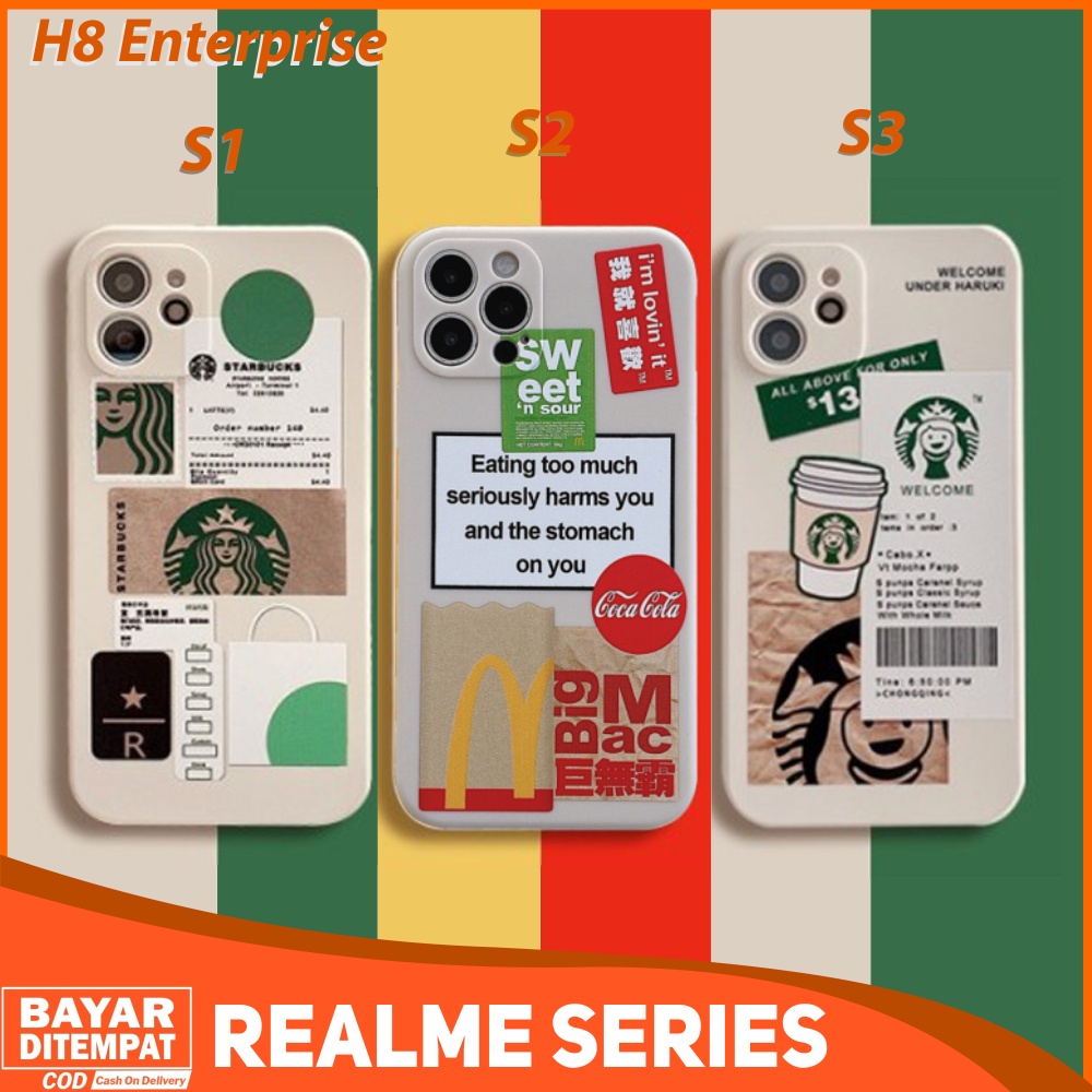 Casing Realme 2 2 pro C11 2020 C21Y C25Y C31 C35 Narzo 50A 50A Prime Case Starbucks X Mcd Liquid Premium