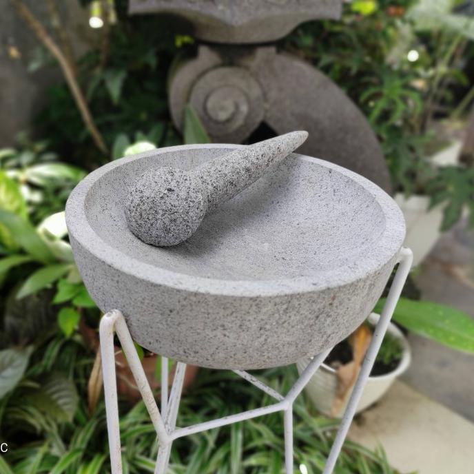 Spesial Promo Cobek Cekung Mangkok 22Cm T7-8Cm + Ulekan Cembung: Batu Kali Pori