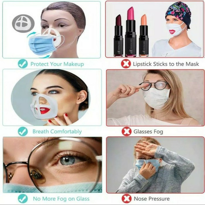 Penyangga Masker Penahan Masker Tidak Menempel di Mulut Hidung Silikon Silicone