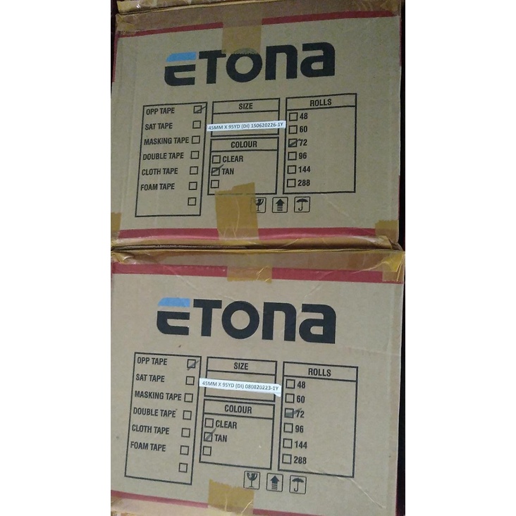 1 KARTON (72 pcs) ETONA Lakban 2 inch 45x95YD BENING/COKLAT!BEST PRICE