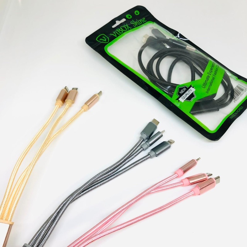 KABEL VIBOX 3IN1 PACKING PLASTIK FOR ALL SMARTPHONE KUALITAS TERBAGUS