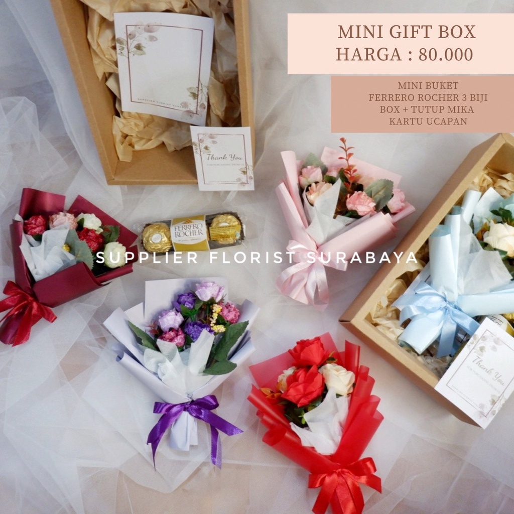 MINI GIFT BOX BUKET BUNGA MINI KADO HADIAH WISUDA HADIAH ULANG TAHUN HADIAH ANNIVERSARY HADIAH VALENTINE VALENTINES DAY BOUQUET BUNGA MINI