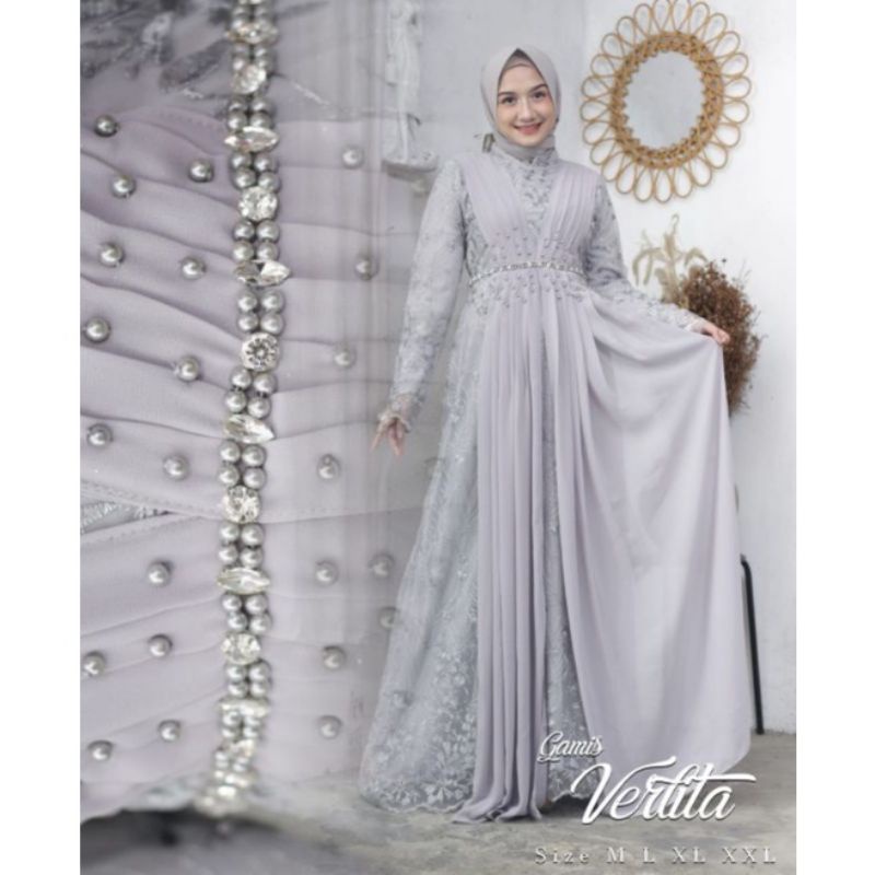 produk original gamis modern verlitha//gamis brukat muslim//gamis pesta//gamis muslim modern