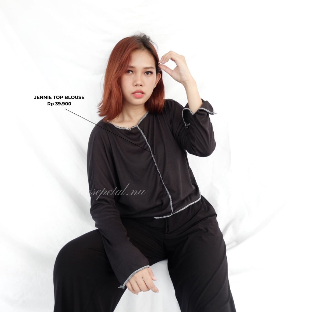 Jennie top blouse / women blouse / blouse / blouse wanita / atasan wanita / lengan panjang wanita / lengan panjang / pakaian wanita / baju wanita / seam front