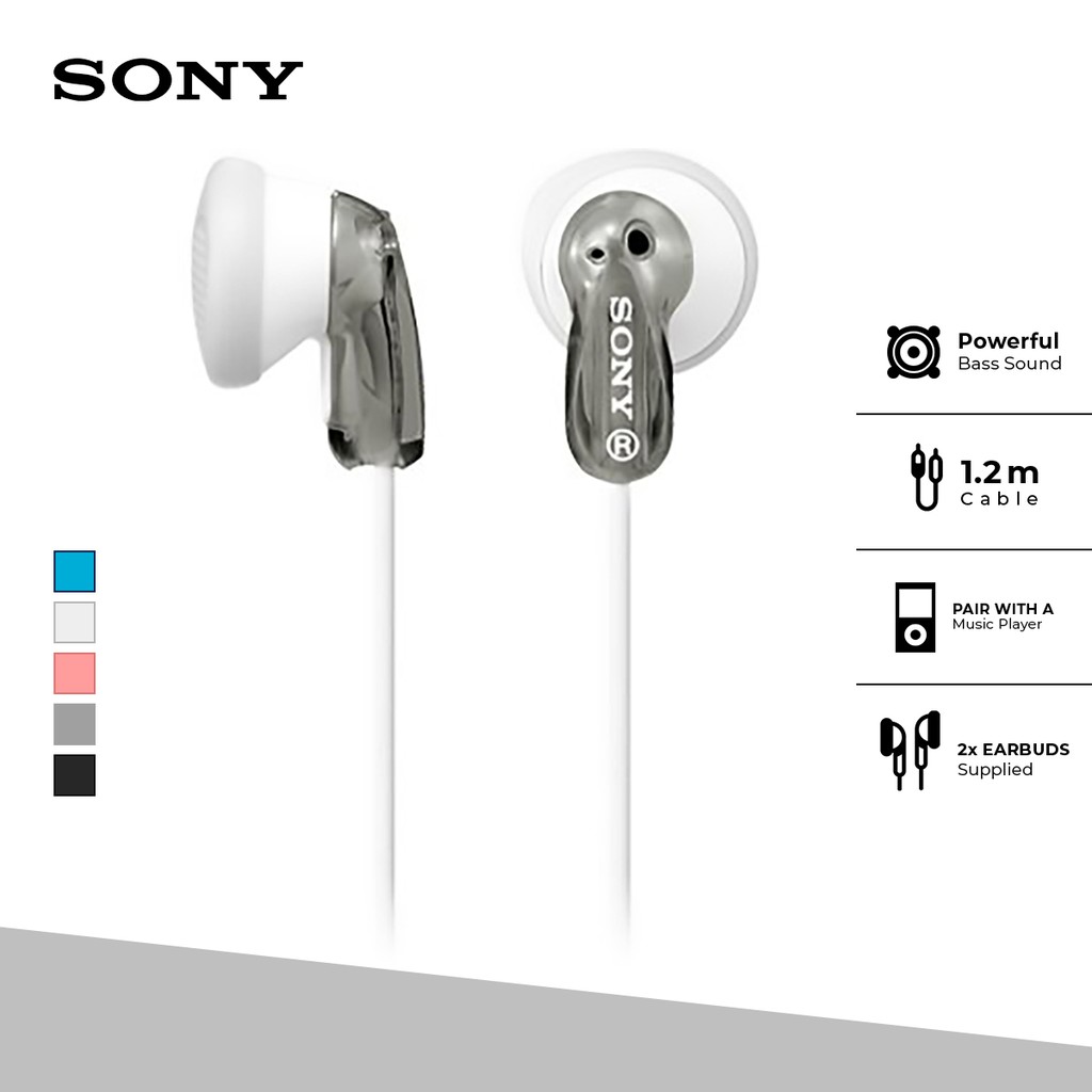 Earphone Sony MDR-E9LP Wire Headset Entry In-Ear No Microphone - Grey Earphone