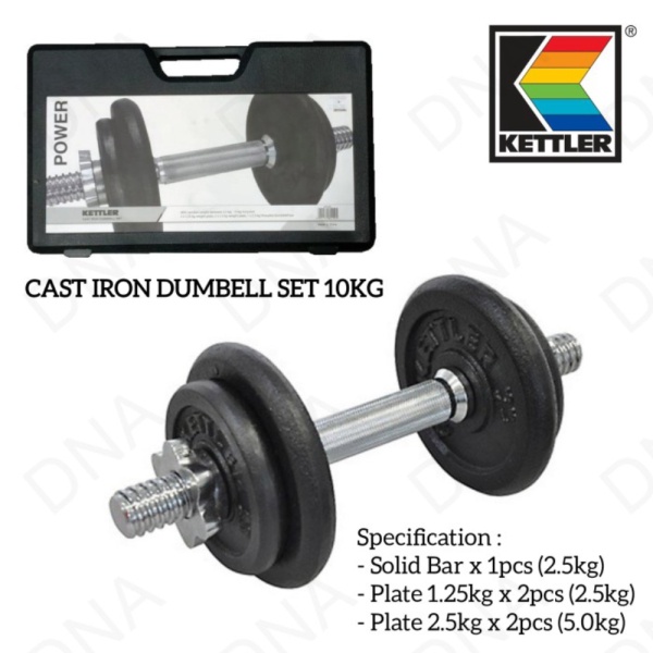 Promo Kettler Dumbell Set 10kg Cast Iron  Barbel Besi 10kg Kettler ORIGINAL Diskon