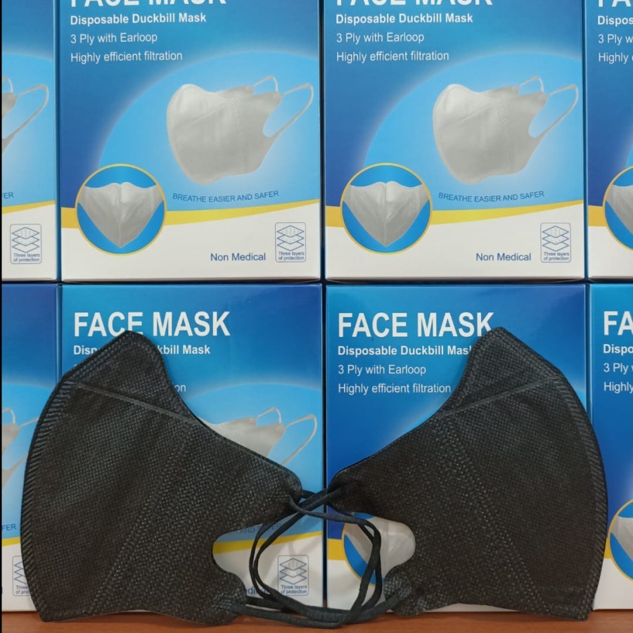 PSP Masker DUCKBILL Garis Facemask / Careion isi 50 pcs PUTIH HITAM ABU ABU