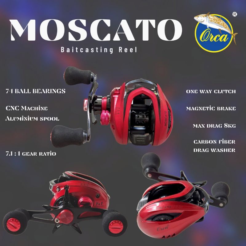 REEL BC BAITCASTING ORCA MOSCATO 7+1BB HANDLE KIRI