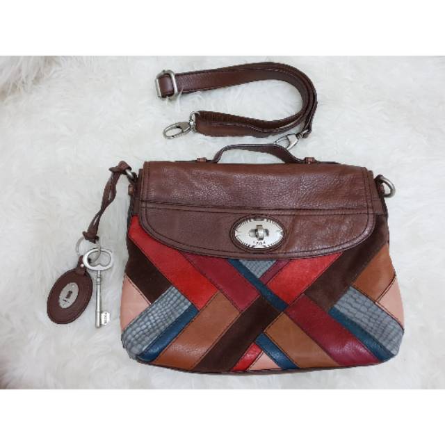 TAS FOSSIL MADDOX DARK PATCHWORK FLAP