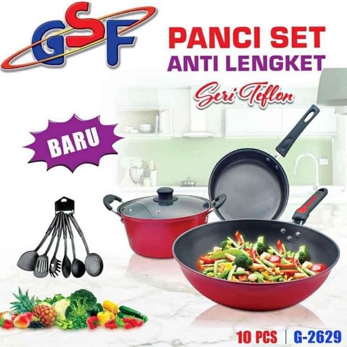 PANCI SET GSF 4PCS TEFLON SERIES / PANCI SET ANTI LENGKET GSF 2429 / GSF G-2429 / GSF 2529 / GSF G-2529 / GSF 2629 / GSF G-2629