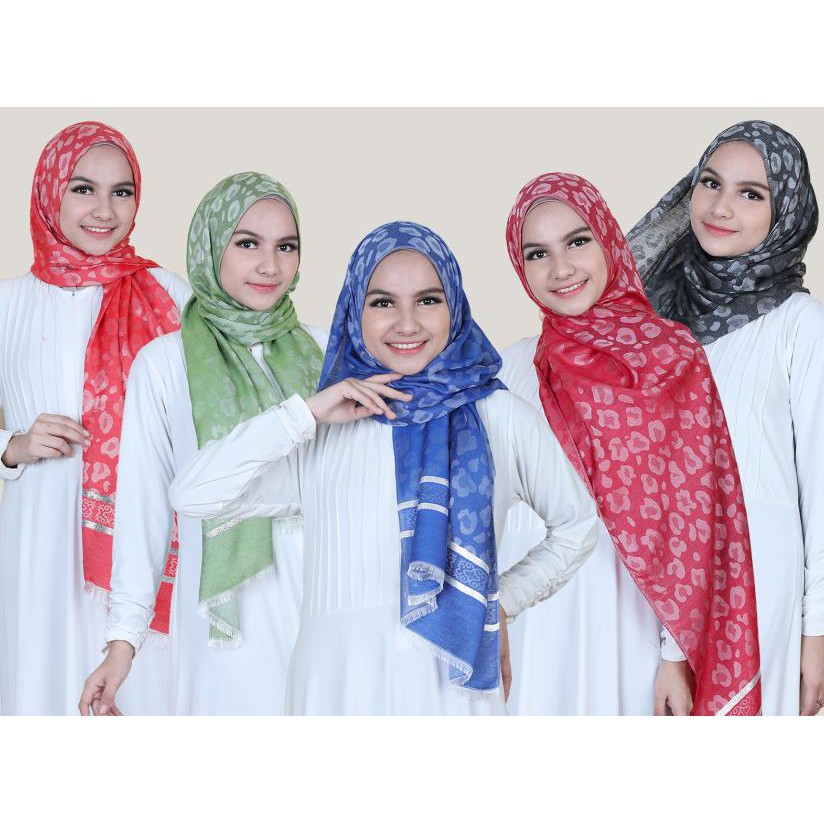 MOBASA OFFICIAL Pashmina Silk Premium Jilbab Pashmina Silk Kerudung Pashmina silk Import Leopard-2