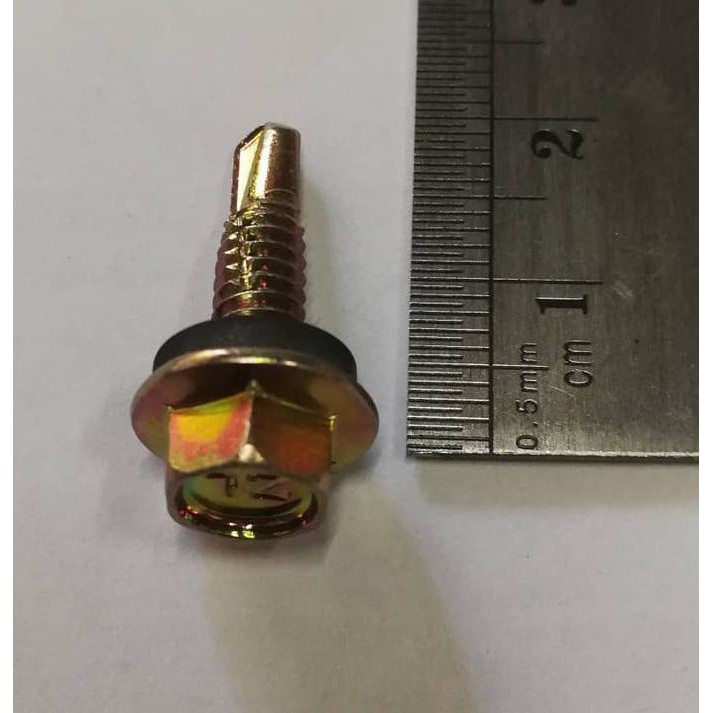 Sale Skrup Roofing 2,5 Cm / Sekrup Holo Besi Baja Kuning Karet Berkualitas