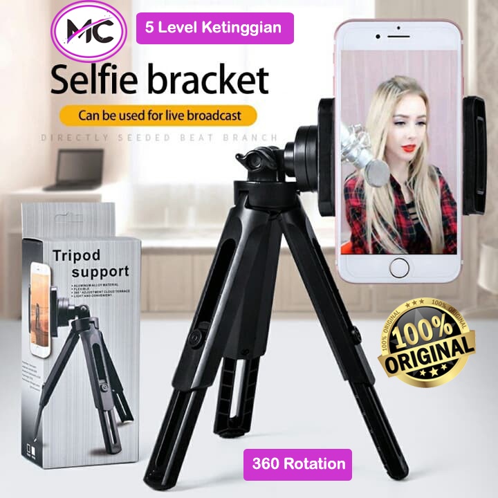 Tripod HP Mini Support Handphone Stand Holder Foto Selfie Video Universal U Hold 360 Rotation Bagus Murah Praktis