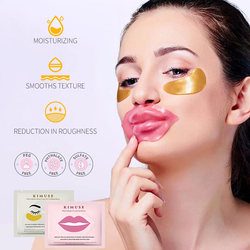 (READY &amp; ORI) Kimuse 24K Gold Eye &amp; Lip Mask Masker Mata Bibir KS908 909