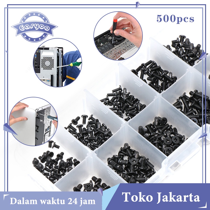 500pcs Baut Laptop Asus Hp Acer Lenovo Universal Computer Screw Kit M2 M2.3 M3 Baut Notebook Leptop