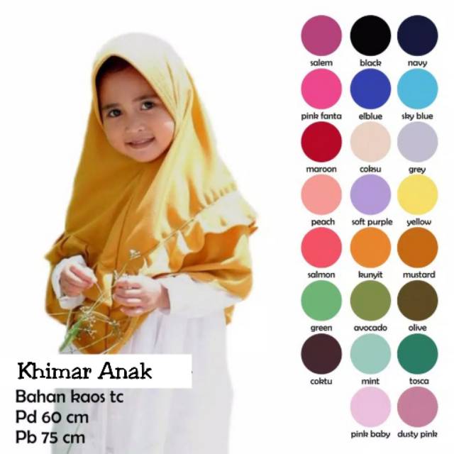 Hijab Khimar Anak Hijab Termurah Bahan Kaos TC Halus Nyaman Dipakai - Bisa Cod