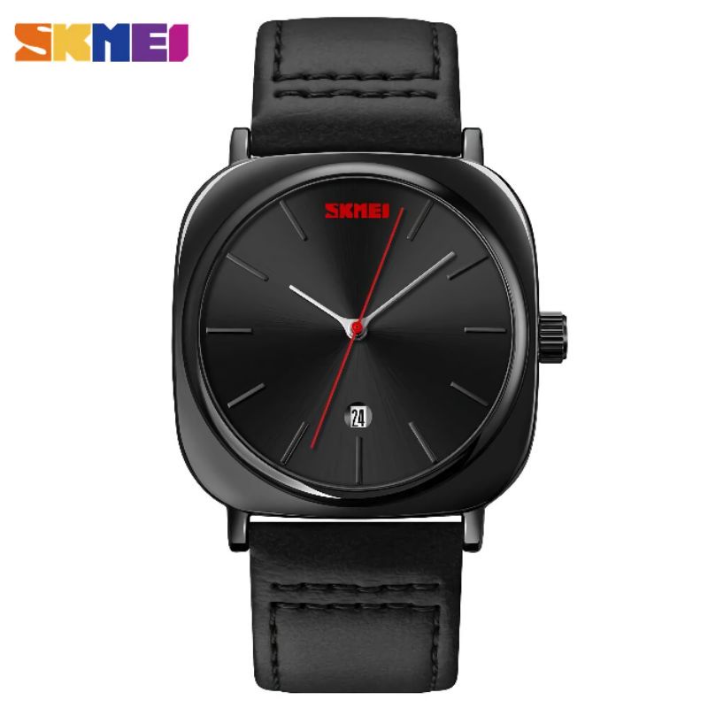 [✅ COD] Jam Tangan Pria ORIGINAL Terbaru Simple Tipis Tali Kulit Leather Premium SKMEI 9266