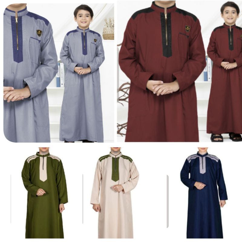 Baju Koko Jubah Anak Lengan Panjang Usia 2-12 Thn / Baju Koko Muslim Anak Laki-Laki