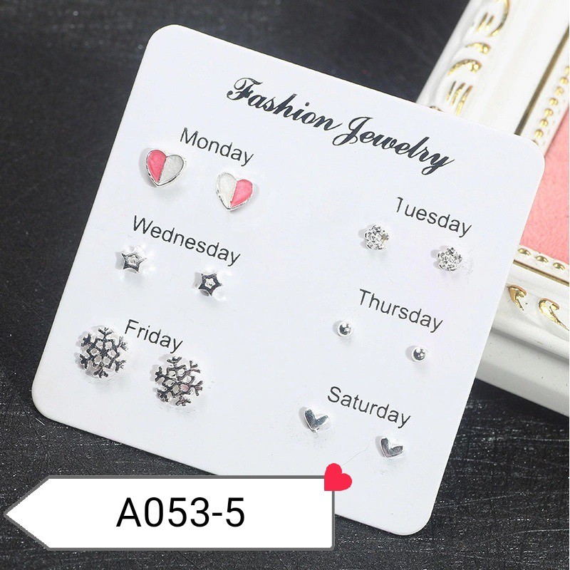 ANTING WANITA 6 PASANG ANTING TUSUK SIMPLE KREATIF GAYA KOREA UNTUK WANITA-A053-5