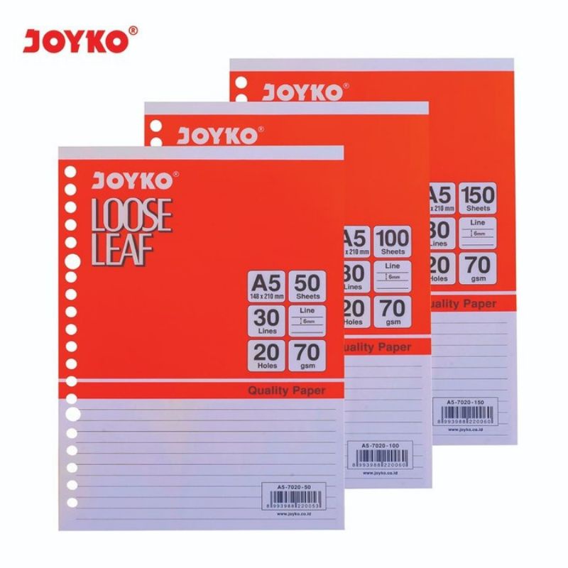 

Loose Leaf Joyko Isi Kertas Binder A5-7020 - 50 lembar