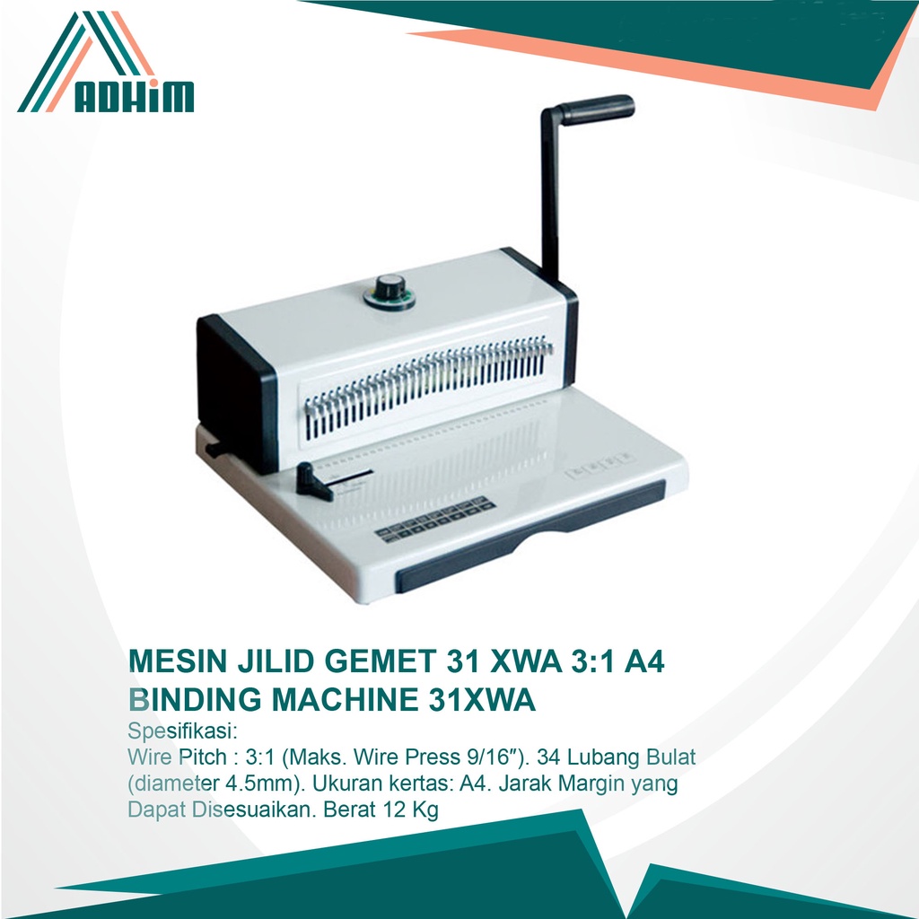 

MESIN JILID GEMET 31 XWA 3:1 A4 BINDING MACHINE 31XWA