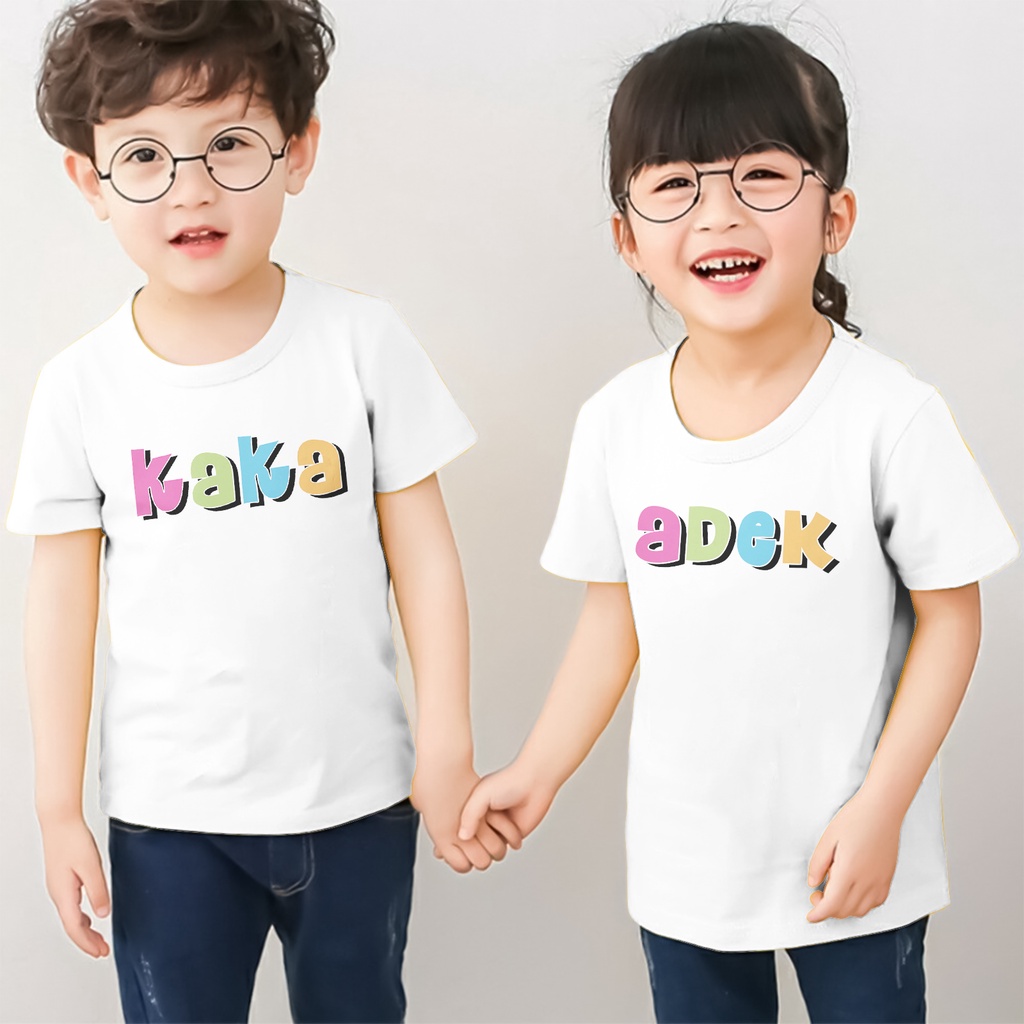 Kaos Couple Anak 1-12 Tahun Laki Laki Perempuan Unisex Sibling Tee Series Adek &amp; Kaka