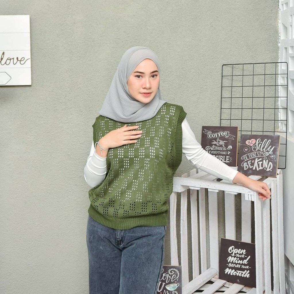 Nara Grosir - Aurel Kotak Vest | Fashion Terkini | Sweater Termurah