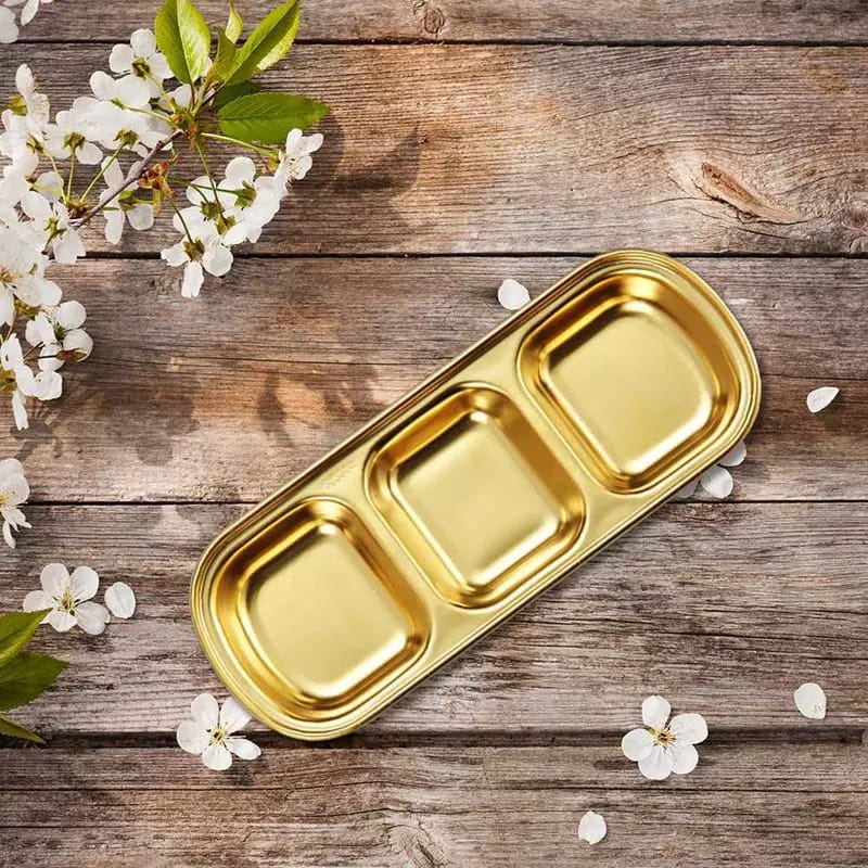 Tempat Sambal Saos Bumbu Stainless Korea isi 3 Emas