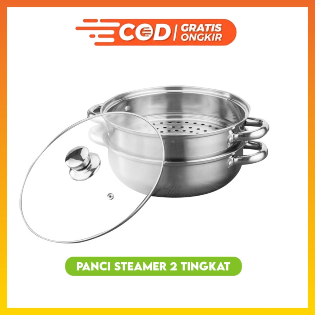 Panci Steamer Stainless 2 Tingkat Kukusan Stainless Steel Panci Kukus 2 Tingkat  ZG-2 WHFURNITURE