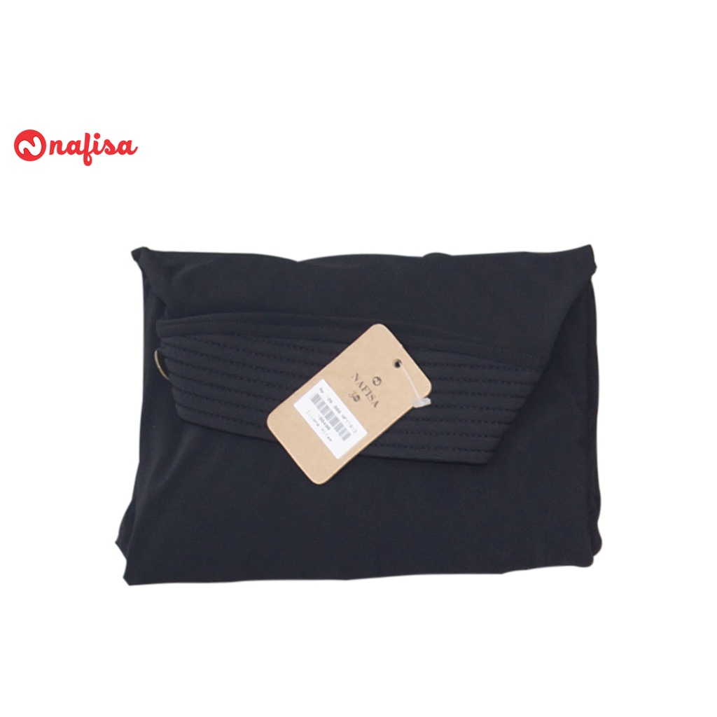 Jilbab Instan Bergo Syar'i Nafisa RETANIA | Kerudung Bergo Pad Kecil Hijab Instan Jumbo Polos Nafisa Original-Hitam